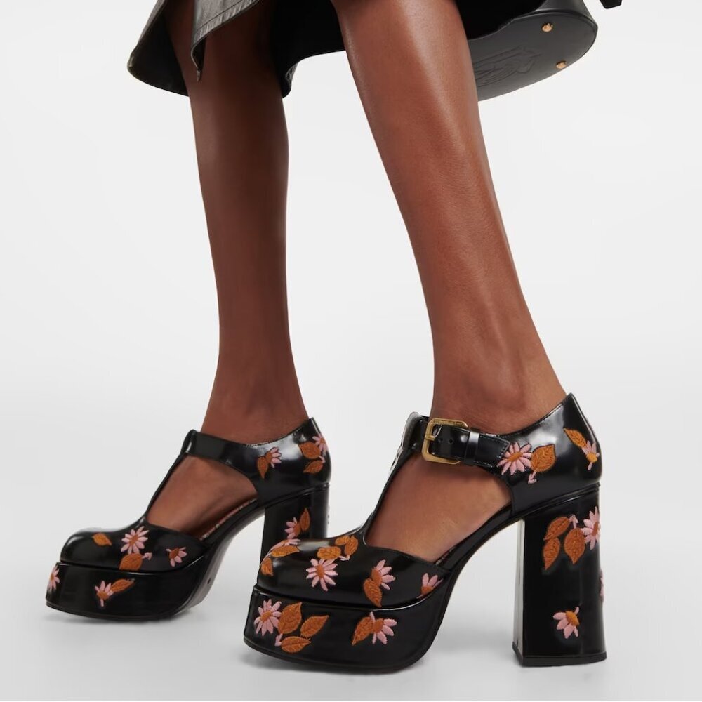 Etro Embroidered Platform Mary Jane Block Heels 2023 Runway 39 9